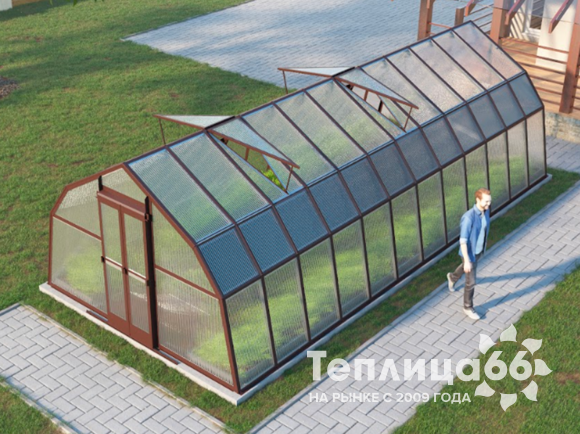 Теплица Рада Таймыр из поликарбоната, 3,5x8 метров, коричневая